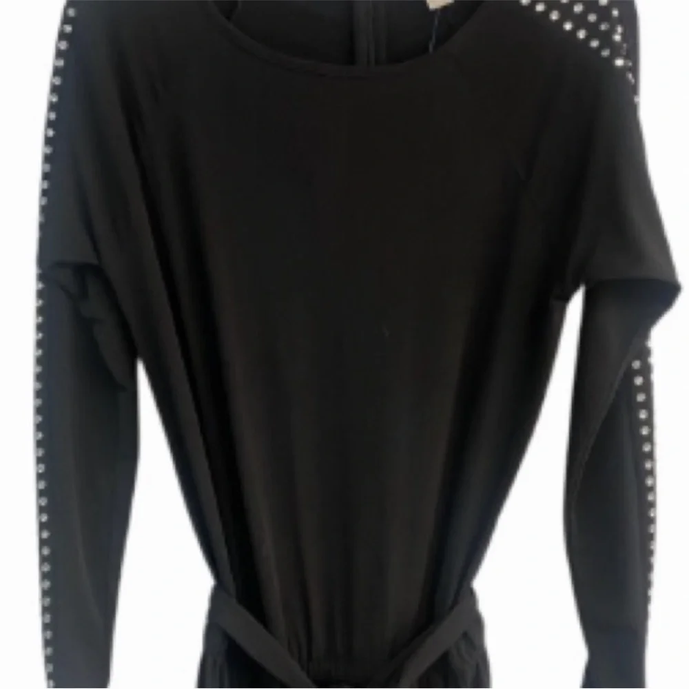Micheal Kors size medium black long sleeve jumpsuit rhinestone embellished